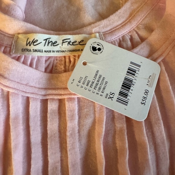 NWT Free People Go To Town Tank Cotton Pleated with Scalloped Hemline / XSM - Picture 7 of 9